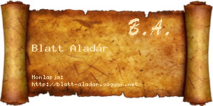 Blatt Aladár névjegykártya
